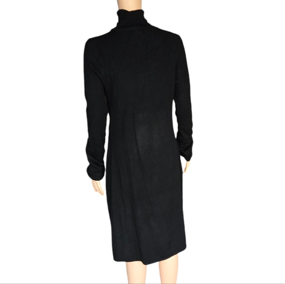 Vertigo Paris Black Ribbed Turtleneck Long Sleeve Knee-Length Midi Dress Size XL - Picture 4 of 5